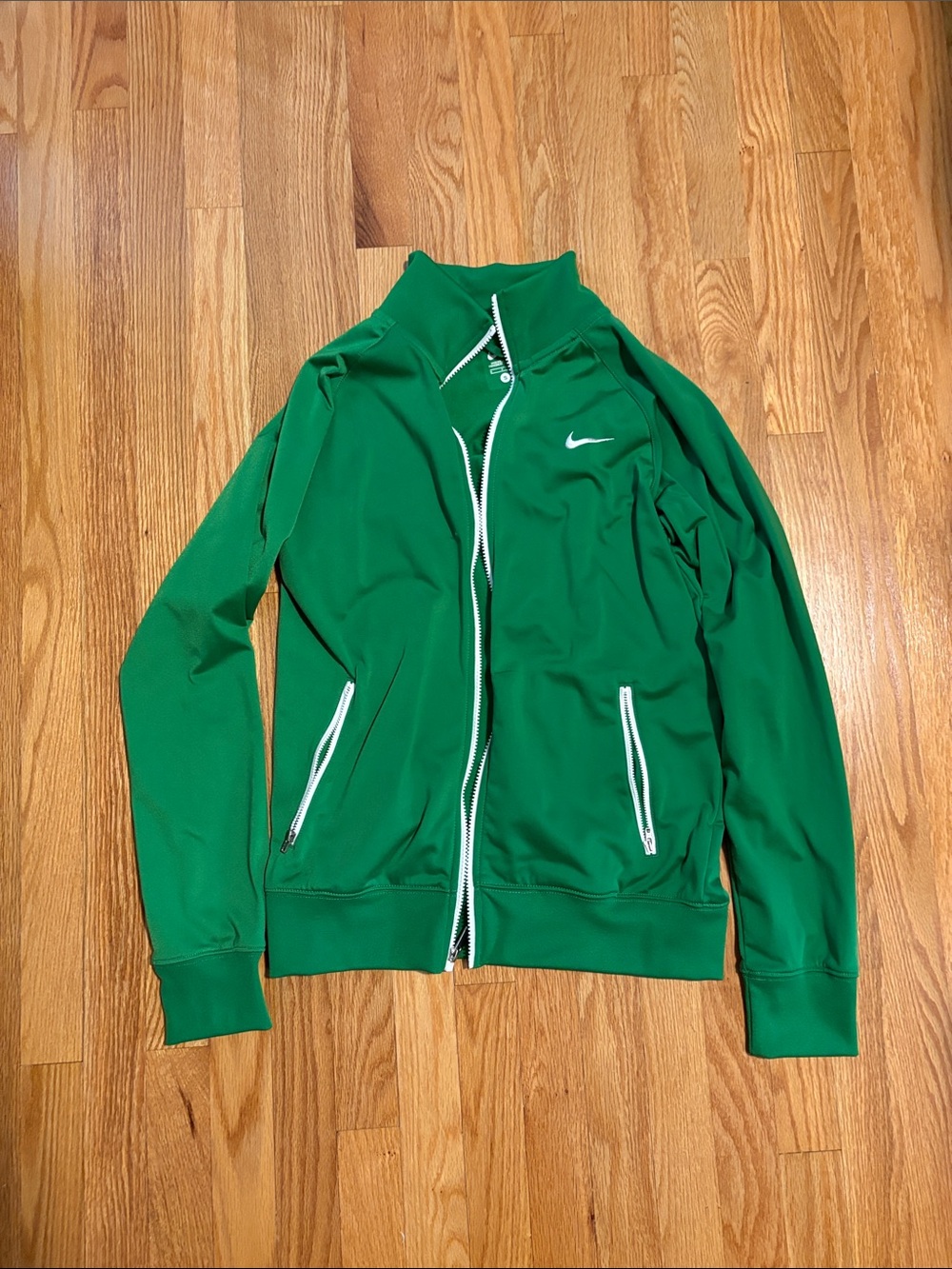 Nike Green Full-Zip Lightweight Track Jacket with White Accents